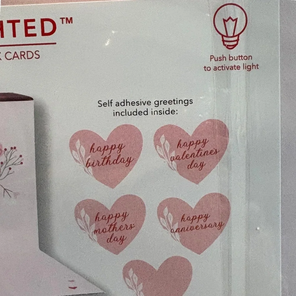 Love Delighted Floral Heart Shadowbox Card Push Button Light Anniversary Wedding